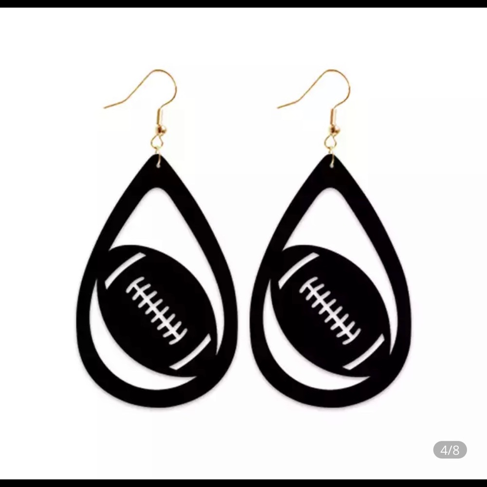 Nwot black leather football earrings